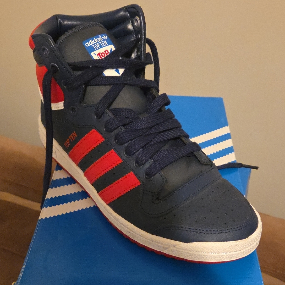 Adidas Top Ten Hightop Men's Dark Blue and Red Sneakers